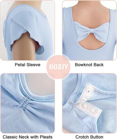 HOZIY Dance Leotard for Girls Petal Sleeve Bow Back Dance Outfits with Removable Skirt 10-11 Rose Red Kids Gymnastics Dancewear in Saudi Arabia