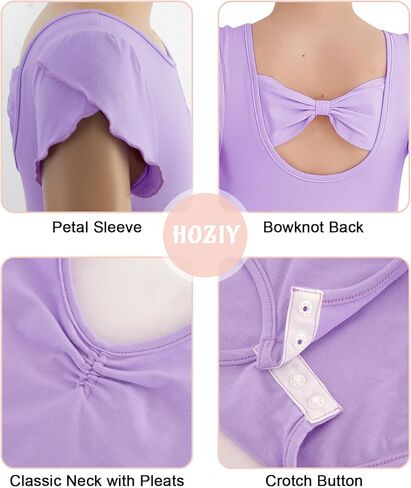Hoziy Dance Leotard for Girls Petal Sleeve Bow Bow Dance Wathits مع تنورة قابلة للإزالة 10-11 in Kuwait