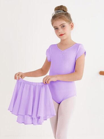 Hoziy Dance Leotard for Girls Petal Sleeve Bow Bow Dance Wathits مع تنورة قابلة للإزالة 10-11 in Kuwait