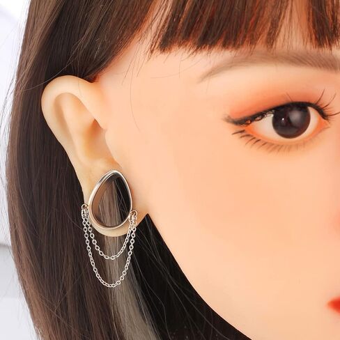 LADEMAYH 2Pcs 7/8 Gauges for Ears, Silver 7/8 Plugs Ear Gauges for Women, Classy Design 22mm Gauges for Ears, Surgical Steel Saddle Plugs Tunnels Gauge Earrings in Saudi Arabia