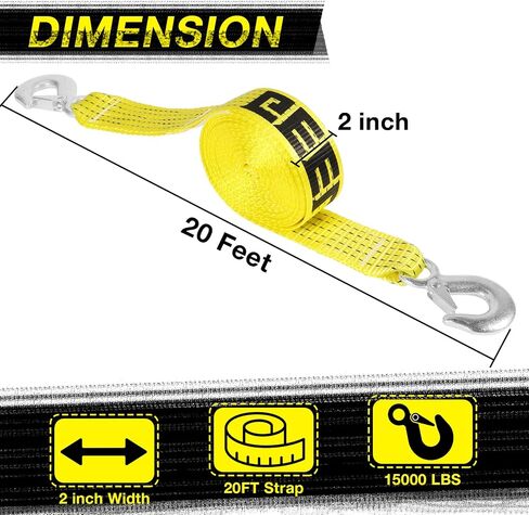 2" X 20ft Boat Winch Strap with Hook, 10000 lbs Boat Trailer Winch Strap, Boat Tow Strap for Towing Boat, ATV, Trailer, Wave Runner, Jet Ski in Saudi Arabia