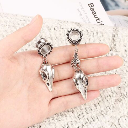 LADEMAYH 2Pcs 0g Plugs for Women, Elegant Silver Size 0 Gauge Earrings, Exquisite Patterns Surgical Steel Ear Tunnels Saddle in Saudi Arabia