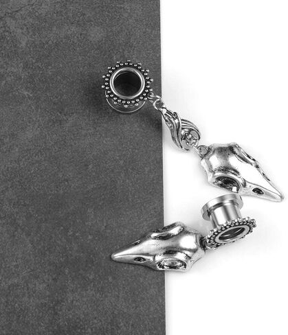 LADEMAYH 2Pcs 0g Plugs for Women, Elegant Silver Size 0 Gauge Earrings, Exquisite Patterns Surgical Steel Ear Tunnels Saddle in Saudi Arabia