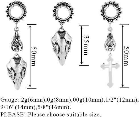 LADEMAYH 2Pcs 0g Plugs for Women, Elegant Silver Size 0 Gauge Earrings, Exquisite Patterns Surgical Steel Ear Tunnels Saddle in Saudi Arabia