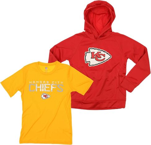 Outerstuff NFL Youth Boys (8-20) Two Piece Performance LS Fleece Hoodie and SS Tee 2 Pack Combo Set, Team Variation in Saudi Arabia