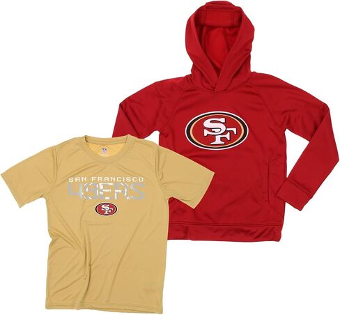 Outerstuff NFL Youth Boys (8-20) Two Piece Performance LS Fleece Hoodie and SS Tee 2 Pack Combo Set, Team Variation in Saudi Arabia