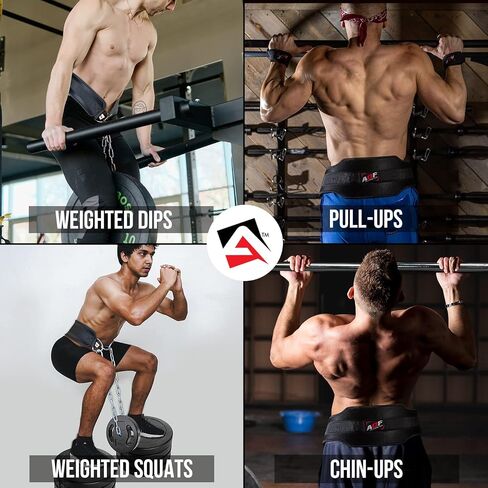 Dip Belt for Weightlifting - Weight Belt with 36" Heavy Duty Steel Chain - Neoprene Padded Back Support Gym Lifting Belt for Powerlifting, Bodybuilding, Squat, Fitness & Pull up Training in Saudi Arabia
