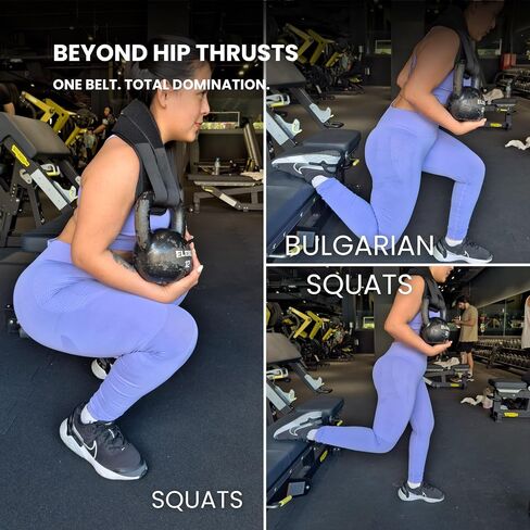 حزام دفع الورك للتدريبات اللامعة - منشئ الغنيمة الشاق للخدمة للدمبلز ، و Kettlebells & لوحات يصل إلى 400 رطل - دعم حزام مزدوج ، وملاءمة قابلة للتعديل للنساء والرجال - الخطاف المزدوج والمنزل أو الصالة الرياضية. in Saudi Arabia