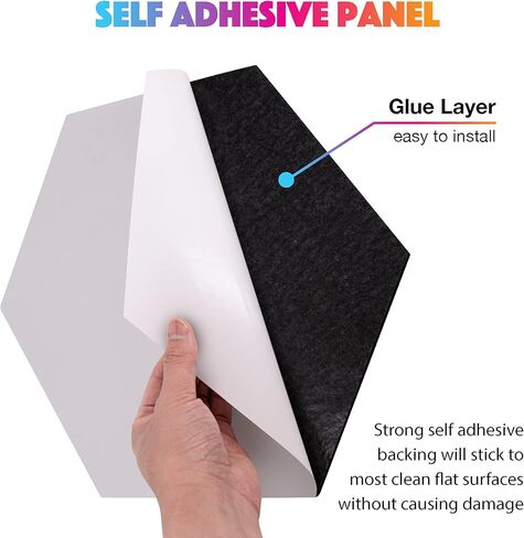 Acoustic Panels 18 Pack Soundproof Wall Panels, 14" X 12" X 0.4" Sound Proof Panles, High-Density Wall Decoration Sound Absorbing Panel, Hexagon Wall Panel for Home Office with Self-Adhesive (White) in Kuwait