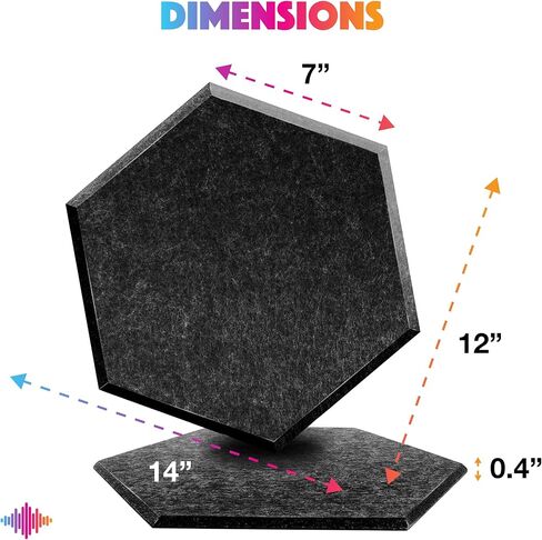 Acoustic Panels 18 Pack Soundproof Wall Panels, 14" X 12" X 0.4" Sound Proof Panles, High-Density Wall Decoration Sound Absorbing Panel, Hexagon Wall Panel for Home Office with Self-Adhesive (White) in Kuwait
