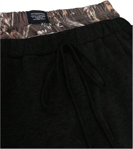 Men's Baggy Pants Camo Double Drawstring Waist Sweatpants Wide Leg Hip Pop Track Trousers in Kuwait