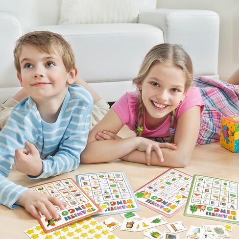 بطاقات لعبة البنغو الإسبانية تعلم المفردات اللغة الإسبانية Juegos de Mesa التعليمية 24 لاعب للأطفال للبالغين أطفال الأطفال الروضة ألعاب العائلة in Saudi Arabia