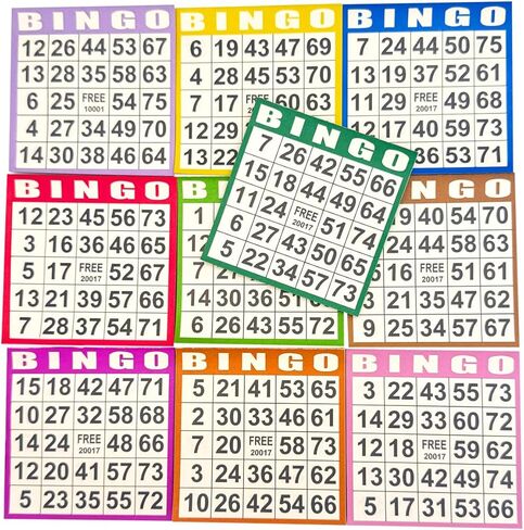 بطاقات ألعاب الورق Bingo - 1000 ورقة (100 كتاب من 10 ألوان) - 4 "X4" بطاقات يمكن التخلص منها - مثالية لكبار السن ، ليلة العائلة ، مجموعات كبيرة ، أنشطة الفصل الدراسي in Kuwait