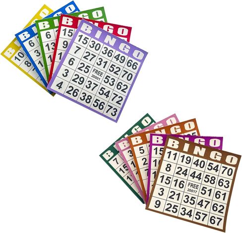 بطاقات ألعاب الورق Bingo - 1000 ورقة (100 كتاب من 10 ألوان) - 4 "X4" بطاقات يمكن التخلص منها - مثالية لكبار السن ، ليلة العائلة ، مجموعات كبيرة ، أنشطة الفصل الدراسي in Kuwait