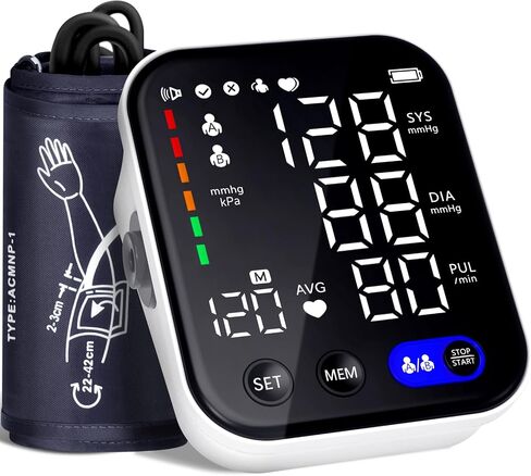 Blood Pressure Monitor, Upper Arm Blood Pressure Monitors for Home Use, Adjustable 8.7"-16.5" Blood Pressure Cuff, 2-User 2X120 Memory, One Touch Operation, Accurate BP Machine in Saudi Arabia