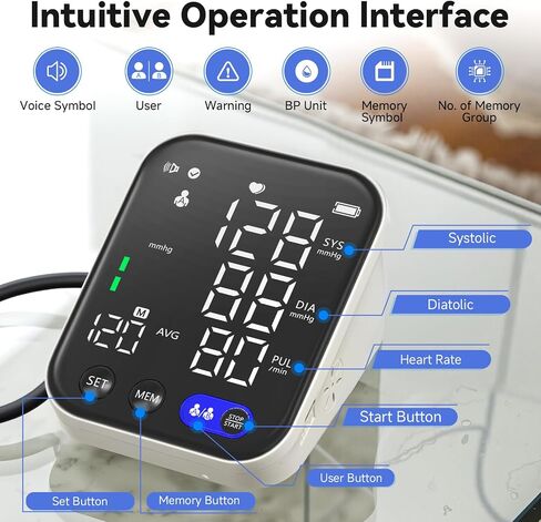 Blood Pressure Monitor, Upper Arm Blood Pressure Monitors for Home Use, Adjustable 8.7"-16.5" Blood Pressure Cuff, 2-User 2X120 Memory, One Touch Operation, Accurate BP Machine in Saudi Arabia