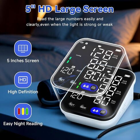 Blood Pressure Monitor, Upper Arm Blood Pressure Monitors for Home Use, Adjustable 8.7"-16.5" Blood Pressure Cuff, 2-User 2X120 Memory, One Touch Operation, Accurate BP Machine in Saudi Arabia