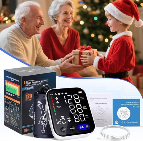 Blood Pressure Monitor, Upper Arm Blood Pressure Monitors for Home Use, Adjustable 8.7"-16.5" Blood Pressure Cuff, 2-User 2X120 Memory, One Touch Operation, Accurate BP Machine in Saudi Arabia
