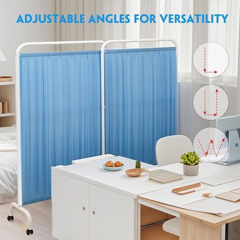 Medical Room Divider, Sturdy Steel Frame, Waterproof Nylon Curtain, Lockable Caster Wheels, Mobile Medical Privacy Screen, Nursing Privacy Screen for Room, Easy Installation (White 2 Panels) in Saudi Arabia
