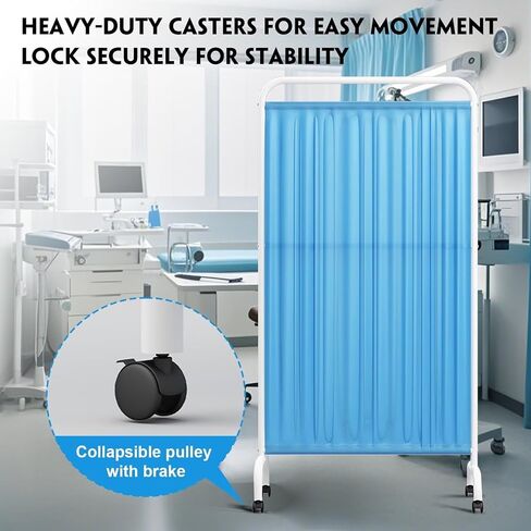 Medical Room Divider, Sturdy Steel Frame, Waterproof Nylon Curtain, Lockable Caster Wheels, Mobile Medical Privacy Screen, Nursing Privacy Screen for Room, Easy Installation (White 2 Panels) in Saudi Arabia