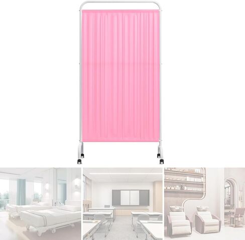 Medical Room Divider, Sturdy Steel Frame, Waterproof Nylon Curtain, Lockable Caster Wheels, Mobile Medical Privacy Screen, Nursing Privacy Screen for Room, Easy Installation (White 2 Panels) in Saudi Arabia
