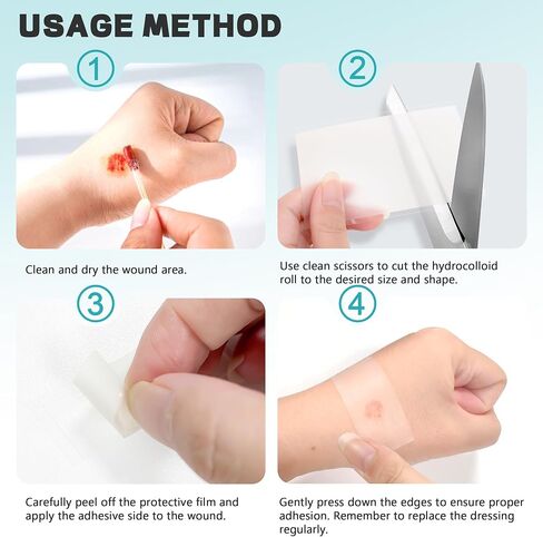 Hydrocolloid Bandages for Wound Care - Medical Grade Hydrocolloid Roll, Flexible & Waterproof Wound Cover, Home First Aid Kit Essential (2IN x 12FT) in Saudi Arabia
