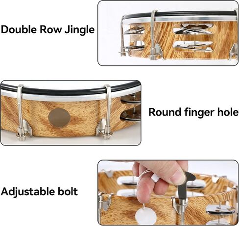 EASTROCK 8 inch Tambourine Adjustable for Adults Hand Held Plastic Tambourines Double Row Metal Jingles Percussion Musical Instrument 8 inch Light in Saudi Arabia