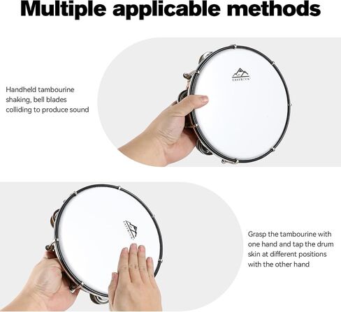 EASTROCK 8 inch Tambourine Adjustable for Adults Hand Held Plastic Tambourines Double Row Metal Jingles Percussion Musical Instrument 8 inch Light in Saudi Arabia
