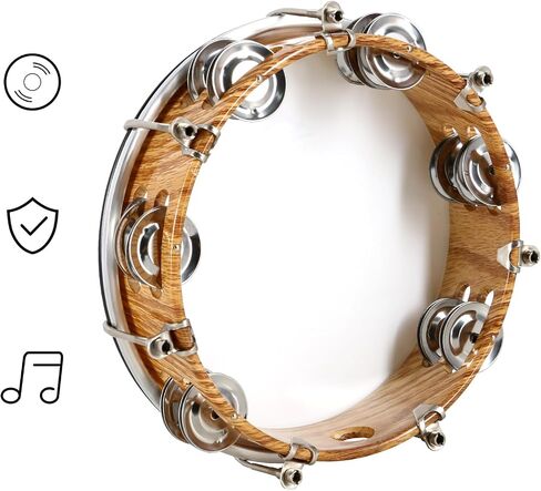 EASTROCK 8 inch Tambourine Adjustable for Adults Hand Held Plastic Tambourines Double Row Metal Jingles Percussion Musical Instrument 8 inch Light in Saudi Arabia