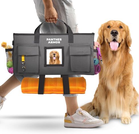 Panther Armor Dog Organizer Storage ، فوق الباب أو الخزانة المعلقة ، يلف في حقيبة واق من الوقف ، وحقلة مزودة بالكلاب مقاومة للماء ، وحقيبة سفر للحيوانات الأليفة مع حقيبة الاستمالة وعلاج الحقيبة in Kuwait