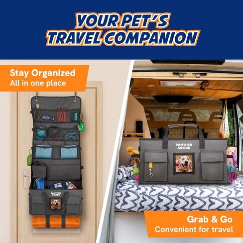 Panther Armor Dog Organizer Storage ، فوق الباب أو الخزانة المعلقة ، يلف في حقيبة واق من الوقف ، وحقلة مزودة بالكلاب مقاومة للماء ، وحقيبة سفر للحيوانات الأليفة مع حقيبة الاستمالة وعلاج الحقيبة in Kuwait