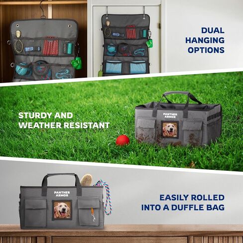 Panther Armor Dog Organizer Storage ، فوق الباب أو الخزانة المعلقة ، يلف في حقيبة واق من الوقف ، وحقلة مزودة بالكلاب مقاومة للماء ، وحقيبة سفر للحيوانات الأليفة مع حقيبة الاستمالة وعلاج الحقيبة in Kuwait