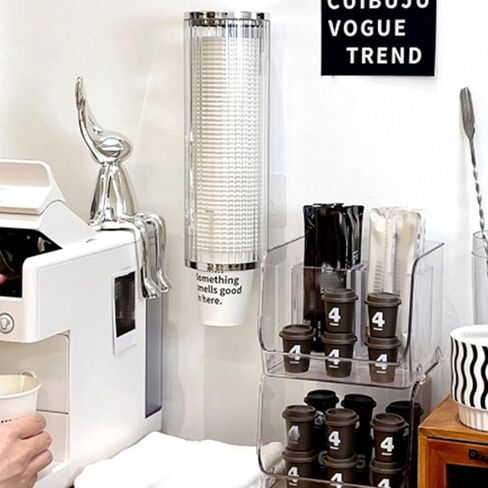 Wall-Mounted Pull-Type Plastic Disposable Cup Dispenser with Automatic Cup Removal - Ideal for Home, Hospitals, Gyms, and Offices in Saudi Arabia