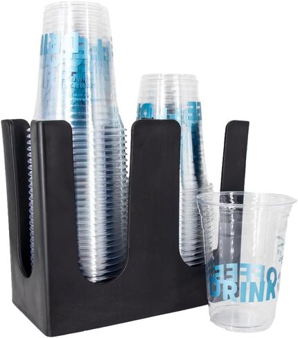 WXMIAN 2-Tier Cup Holder Organizer – Countertop Dispenser for Paper & Coffee Cups – Sturdy Black PP Plastic – Ideal for Office Break Rooms, Cafés, Parties in Saudi Arabia