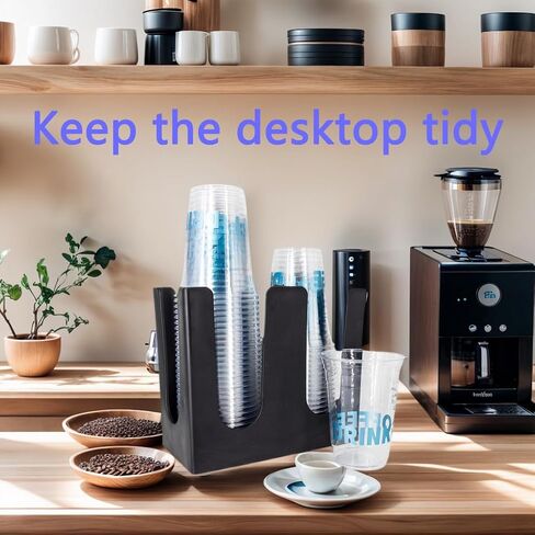 WXMIAN 2-Tier Cup Holder Organizer – Countertop Dispenser for Paper & Coffee Cups – Sturdy Black PP Plastic – Ideal for Office Break Rooms, Cafés, Parties in Saudi Arabia