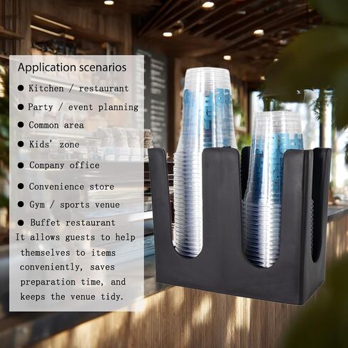 WXMIAN 2-Tier Cup Holder Organizer – Countertop Dispenser for Paper & Coffee Cups – Sturdy Black PP Plastic – Ideal for Office Break Rooms, Cafés, Parties in Saudi Arabia