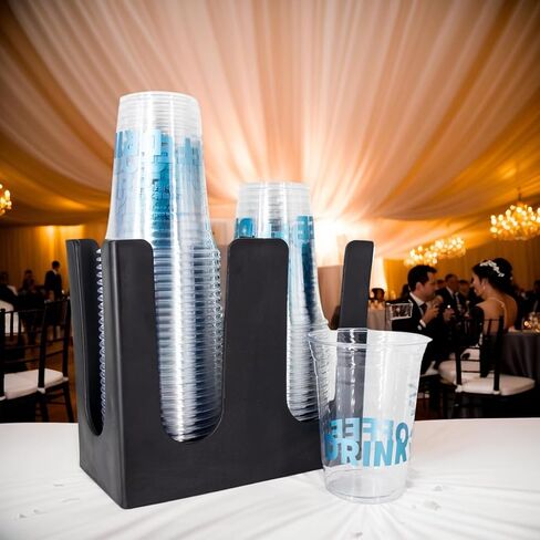 WXMIAN 2-Tier Cup Holder Organizer – Countertop Dispenser for Paper & Coffee Cups – Sturdy Black PP Plastic – Ideal for Office Break Rooms, Cafés, Parties in Saudi Arabia