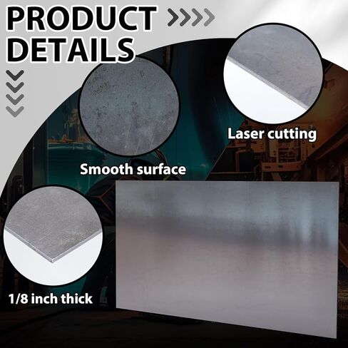 Hicarer 24 x 36 Inch A36 Carbon Steel Sheet 0.08" Thickness Length 14 Gauge Hot Rolled Steel Plate for Automotive Sheet Metal, Furniture or Industrial, Unpolished (Mill) Finish in Kuwait