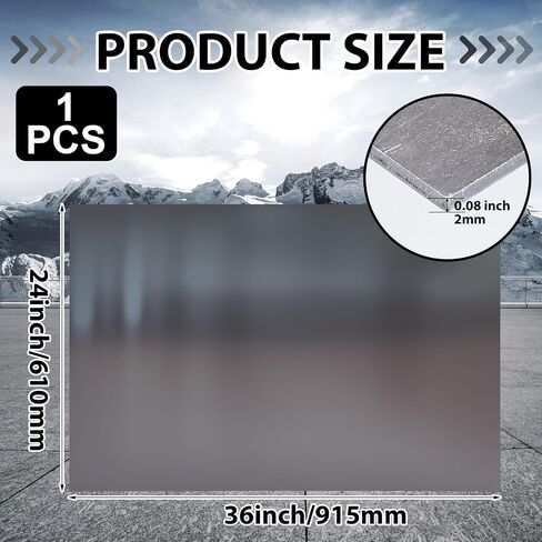 Hicarer 24 x 36 Inch A36 Carbon Steel Sheet 0.08" Thickness Length 14 Gauge Hot Rolled Steel Plate for Automotive Sheet Metal, Furniture or Industrial, Unpolished (Mill) Finish in Kuwait