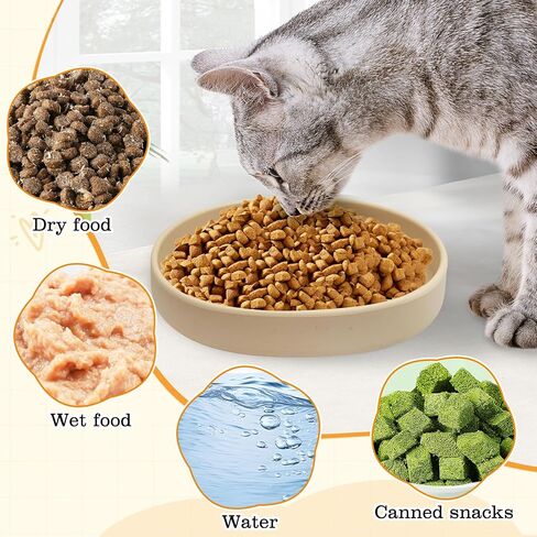 BNOSDM SILICONE CAT BOWN 2 PCS DIGH NON SLIP CAT للطعام الجاف والطعام الرطب ضحلة الإغاثة الإغاثة من الأوعية الأليفة أطباق الأحياء. in Kuwait