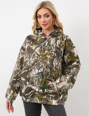 Missactiver Camo Hullize Hoodies للنساء رجال طويل الأكمام من الصوف المقنعين قميص القميص إسقاط الكتف مع جيب in Saudi Arabia