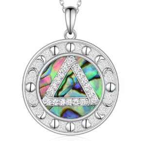 Sobriety Necklace for Women 925 Sterling Silver Alcoholics Anonymous Recovery Symbol Necklace AA Sobriety Gifts for Women Men