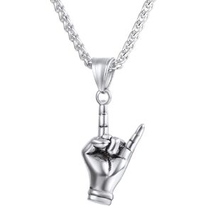 U7 Rock Music Necklace with Adjustable Chain, Stainless Steel 18K Gold Plated Hip Hop Punk Rock Sign Horn/Headphone/Microphone Necklaces for Men Women Teens