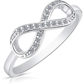 TILO JEWELRY 925 Sterling Silver Forever Infinity Ring with CZ