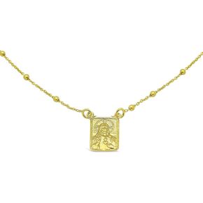 FRONAY Sterling Silver Scapular Necklace for Women, Sacred Heart of Jesus & Our Lady of Mount Carmel Medal, Double Sided Single Pendant, 16 Inches