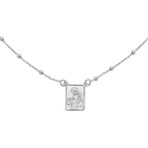 FRONAY Sterling Silver Scapular Necklace for Women, Sacred Heart of Jesus & Our Lady of Mount Carmel Medal, Double Sided Single Pendant, 16 Inches