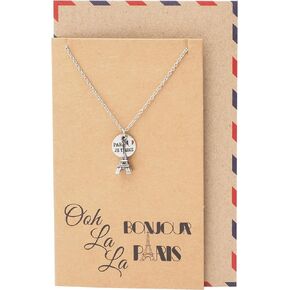 عقد سفر من Quan Jewelry برج إيفل، هدايا للمسافرين، بطاقة ملهمة من Bonjour Paris هدايا رومانسية للذكرى السنوية