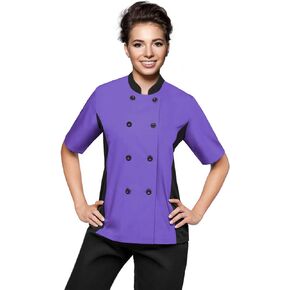 Short Sleeves side Mesh Vented Chef Coat Jacket Uniform for Women Food Service, Caterers, Bakers and Culinary Professional