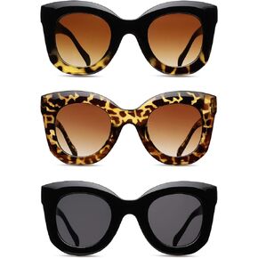 Frienda 3 Pieces Butterfly Sunglasses Oversized Cat Eye Sunglasses Vintage Retro Eyewear for Women