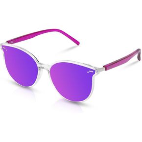 Retro Round Sunglasses for Women, Pink Sunglasses Womens with Classic Trendy Frame Sunnies Shades UV400 Blocking